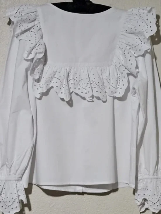 Loft Eyelet White Blouse Large - Picture 4 of 5